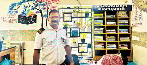 Kannan, the security staffer at the recently-beautified reception of the mortuary at Thiruvananthapuram Medical College Hospital