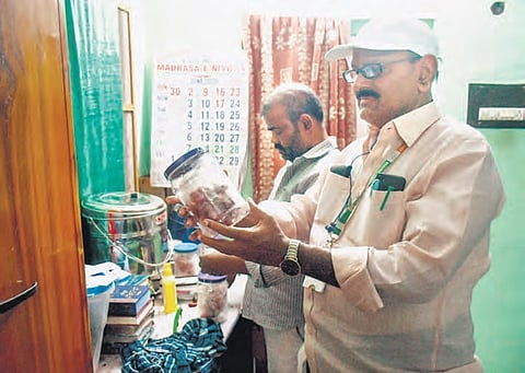 Food being inspected at MK Baig Madrasa in Ajit Singh 