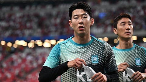 South Korea's Son Heung-min prepares before the 2026 FIFA World Cup AFC qualifiers football match between Singapore and South Korea at the National Stadium in Singapore on June 6, 2024.