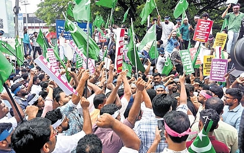 MSF activists during a protest march to the assembly demanding more Plus-I batches; representational image