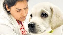 Dr Bhavya with a dog