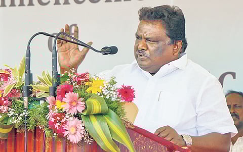 Transport Minister SS Sivasankar during an event in Chennai on Thursday