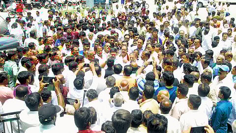 People protest in Chitradurga on Wednesday demanding justice for Renukaswamy 