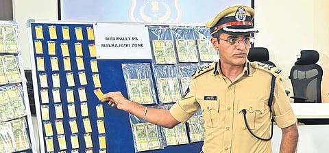 Rachakonda Commissioner of Police  Tarun Joshi addresses the media in Neredmet on Tuesday