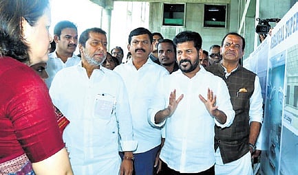 Chief Minister A Revanth Reddy inspects the Warangal super speciality hospital on Saturday