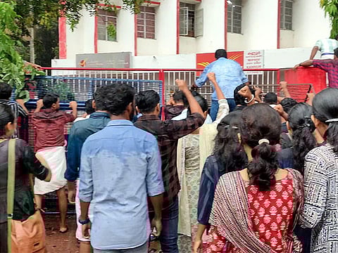 Students protest after NTA postpones UGC-NET examination citing unavoidable circumstances and logistic issues.