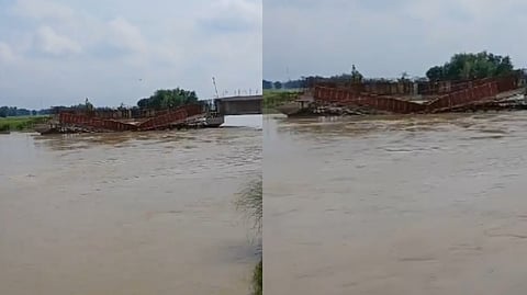 A video of the collapsed bridge, under construction for more than two years, has gone viral.