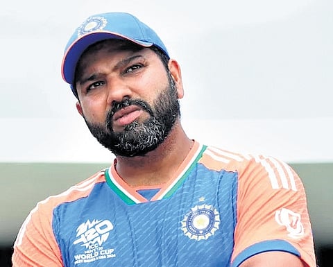 Captain Rohit Sharma and Aiden Markram during the toss