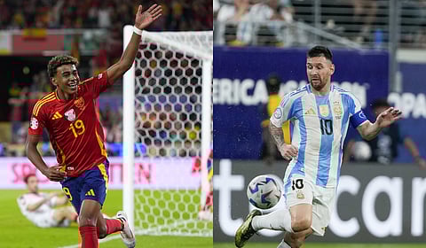 Lamile Yamal and Lionel Messi.