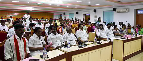 Councillors at the Tiruchy corporation council meet on Wednesday