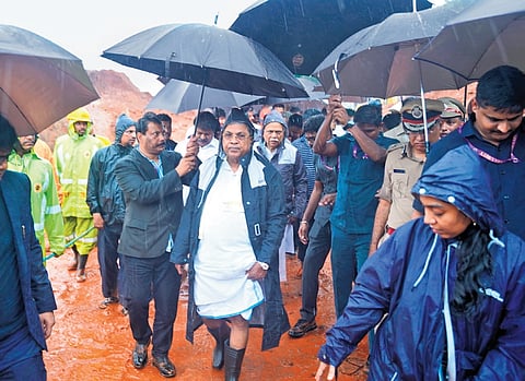 Karnataka Chief Minister Siddaramaiah visits the landslide-hit Shirur on Sunday 