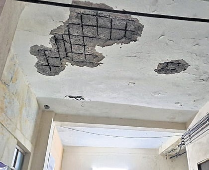 The part of the roof that chipped off.