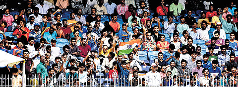 Indian fans cheering at the MA Chidambaram Stadium, Chennai