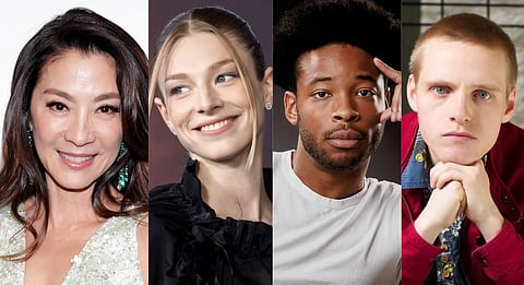 Michelle Yeoh, Hunter Schafer, Dimitri Abold, and Lewis Gribben