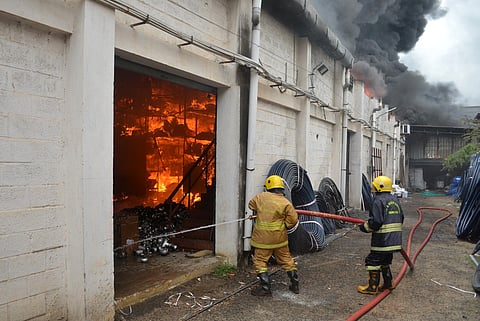 A major fire broke out at a pipe godown at Veerappan Chathiram on Sathyamangalam Road in Erode district on Thursday. 