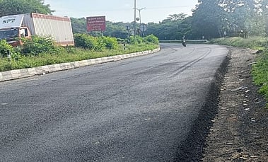 Dharmapuri: A picture of the road renovation works undertaken in Thoppur ghat road.
