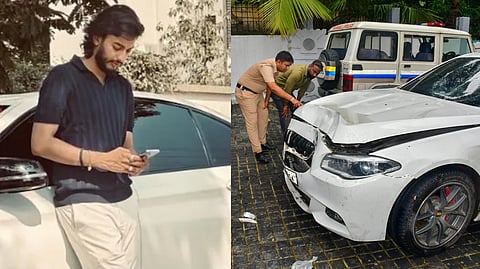 Mihir Shah (R), The accused's luxury BMW car that caused accident (L)