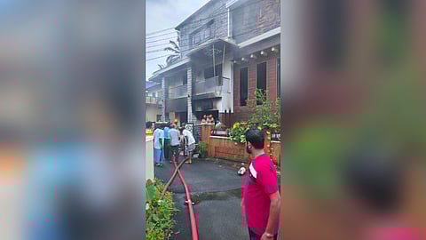 The fire and emergency services department staff wore breathing apparatus (BA) to get inside the house as the thick smoke was billowing out of the house.