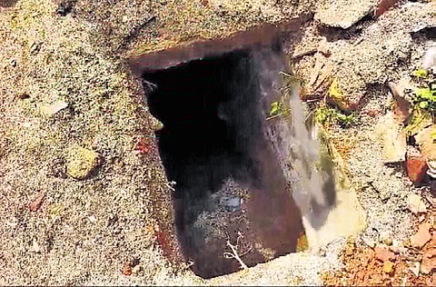 The cellar is located close to the shed that served as a parking lot. 