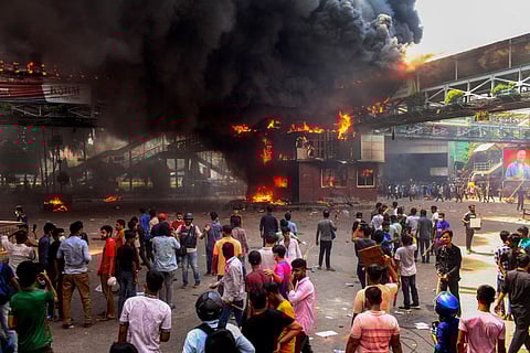 Anti-quota protesters clash with the police in Dhaka on July 18, 2024.