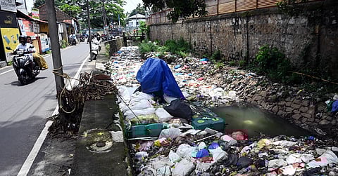 The garbage-filled Amayizhanchan canal in Thiruvananthapuram 
