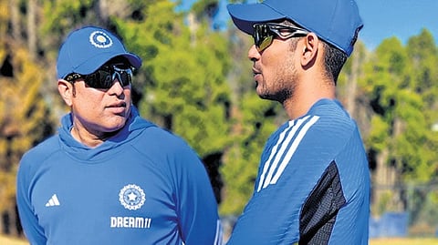 VVS Laxman, the coach for the series, along with Shubman Gill 