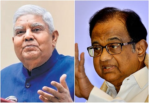 Vice-President Jagdeep Dhankhar and senior Congress leader P Chidambaram