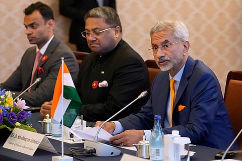 Indian External Affairs Minister Subrahmanyam Jaishankar attends the Quad Ministerial Meeting at the Foreign Ministry's Iikura guesthouse in Tokyo.