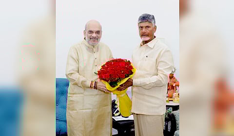 Andhra Pradesh Chief Minister Chandrababu Naidu meets union Home Minister Amit Shah in Delhi