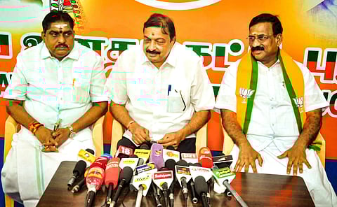 Nirmal Kumar Surana with with State President Sri S. Selvaganabathy and  Home Minister Sri Namassivayam.