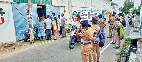 CB-CID personnel conducting a search at a premises belonging to Vijayabaskar in Karur on Sunday