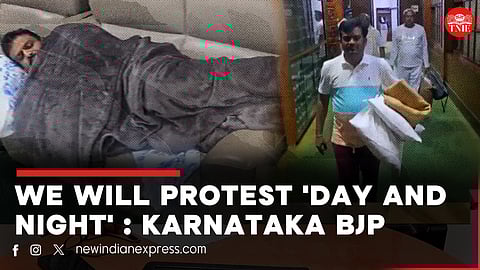 Karnataka opposition MLAs protest through the night at the State Assembly