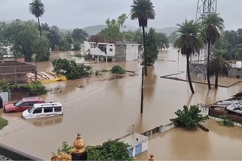 Several parts of the district are flooded after the heavy rains.