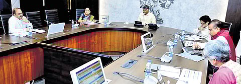CM N Chandrababu Naidu holding a review meeting at the Secretariat