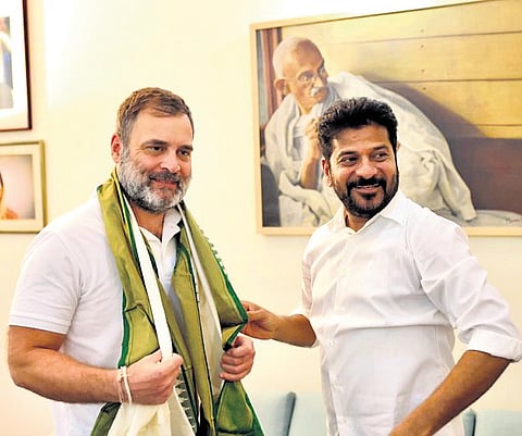 Telangan Chief Minsiter Revanth Reddy with Leader of Opposition in the Lok Sabha Rahul Gandhi
