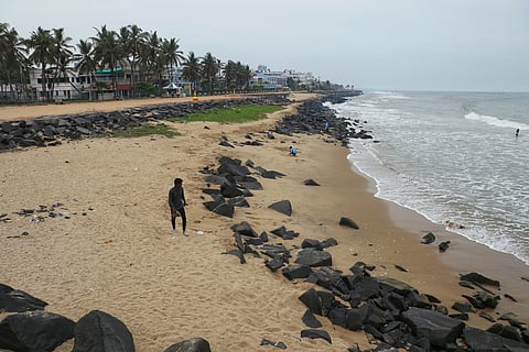 Pictures of Sea erosion Rock Beach in Puducherry. 
