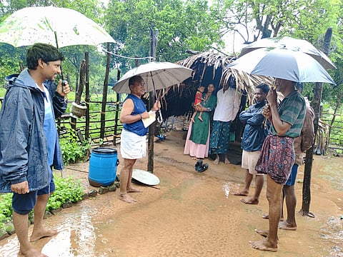 DM&HO Dr A Appaiah (C) visits tribals and conducts a medical camp