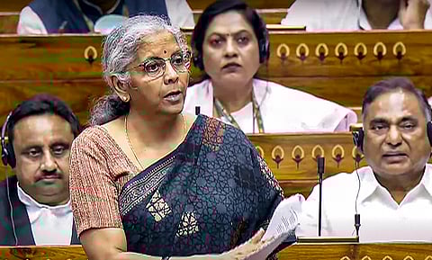 Finance Minister Nirmala Sitharaman during the first session of the Parliament