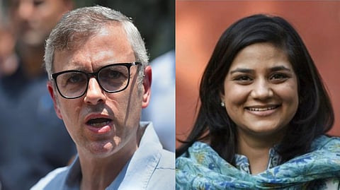 NC vice president Omar Abdullah  (L), PDP chief Mehbooba Mufti’s daughter and her media advisor, Iltija Mufti (R)