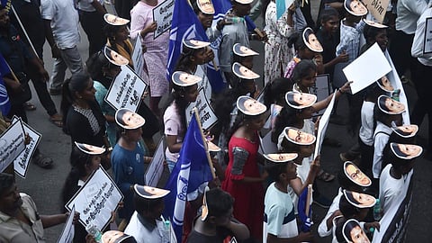 Around 1,000 people participated in the march that started from Langs Garden Road in Egmore and ended at Rajarathinam Stadium.