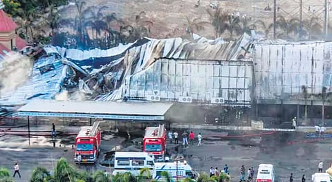 The game zone site where a major fire broke out in Rajkot.