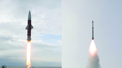 Target missile (L), Interceptor missile (R)
