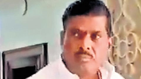 BRS MLA Gudem Mahipal Reddy at the Enforcement Directorate office in Hyderabad on Tuesday