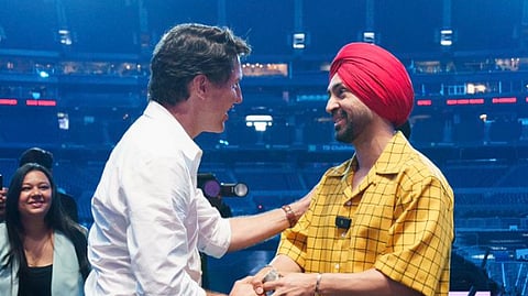 Canadian Prime Minister Justin Trudeau with singer Diljit Dosanjh