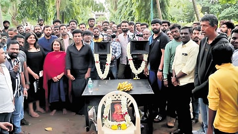 Sandalwood actor Shivarajkumar with the team of 'Bhairathi Ranagal'