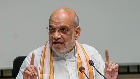 Union Home Minister Amit Shah addresses a press conference regarding the new criminal laws, in New Delhi, Monday.