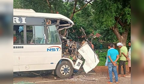 The bus involved in the accident.