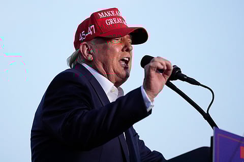 Republican presidential candidate former President Donald Trump speaks at a campaign rally, July 9, 2024.