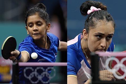Indian table tennis players Sreeja Akula (L) Manika Batra 