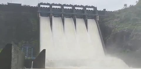 Middle Vaitarna dam overflowing at 2:45 am on Sunday. 